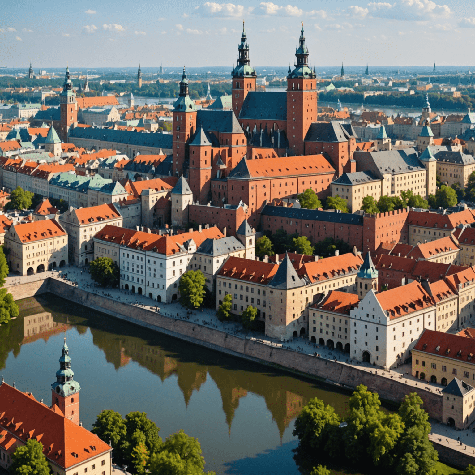 Panorama Krakowa z widokiem na Wawel i Stare Miasto, reprezentująca rynek nieruchomości w mieście
